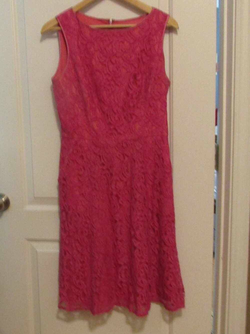 ARIANNA PAPPEL Hot Pink Floral Lace Sleeveless Summer Dress Woman's Size 8